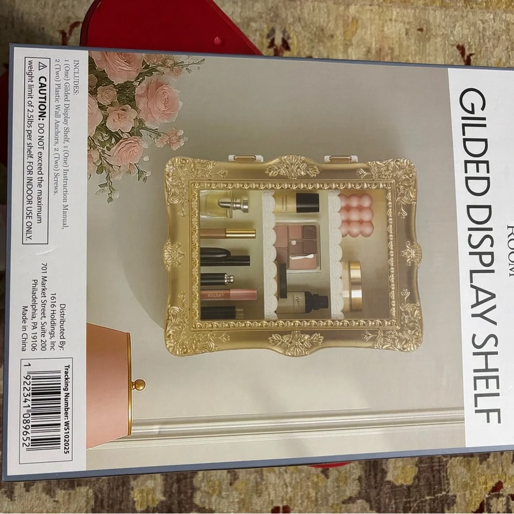 Gilded Display Shelf - Elegant Gold Wall Decor